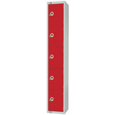 Elite Five Door Coin Return Locker Red